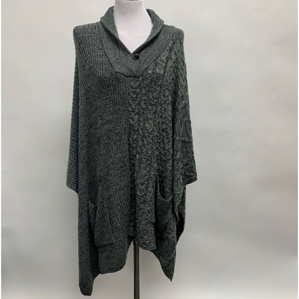 Lauren Ralph Lauren Women's Poncho Sweater One Size‎ Small Medium Large XL Gray